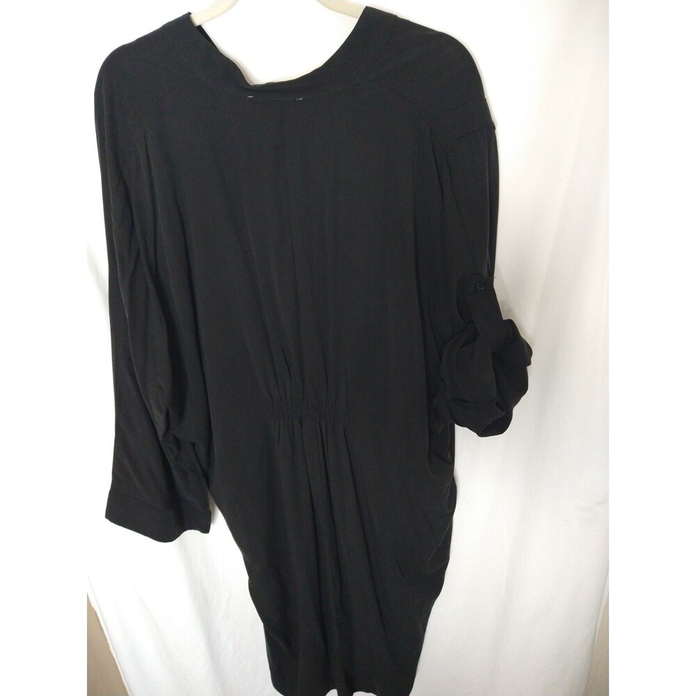 NWT Label of Love Dress Sz S Black Button Flap lagenlook Bell Sleeve 100% Tencel - Picture 9 of 16